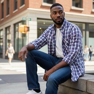 Ben Sherman Plaid Button Down Shirt M Cotton Long Sleeve Embroidered Logo